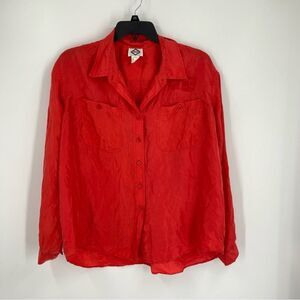 J&G Women’s Vibrant Red Women's Silk Button-Down Shirt size XL